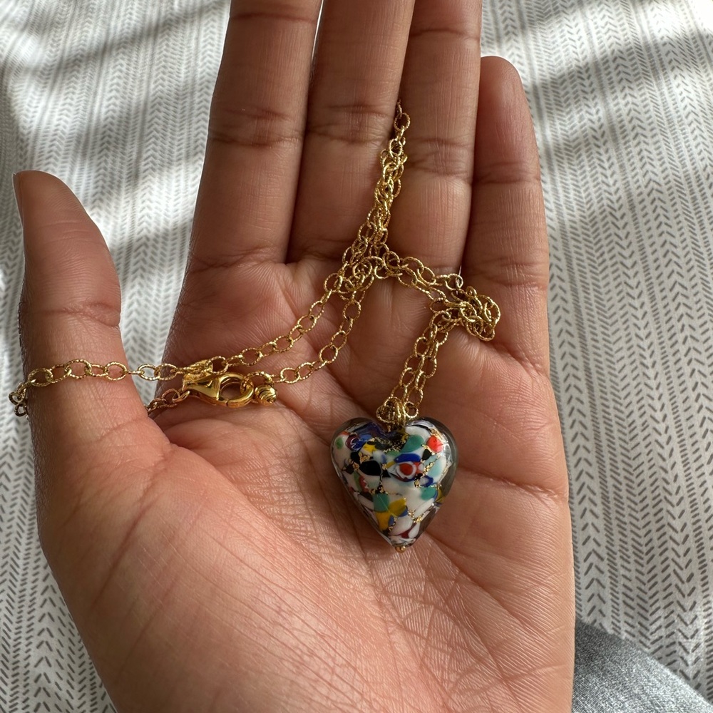 Glass golden heart necklace